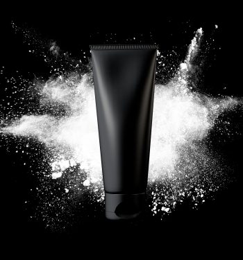 Black cosmetics tube mock up design. 3D Rendering